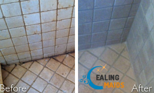 Before and after the cleaning of the bathroom